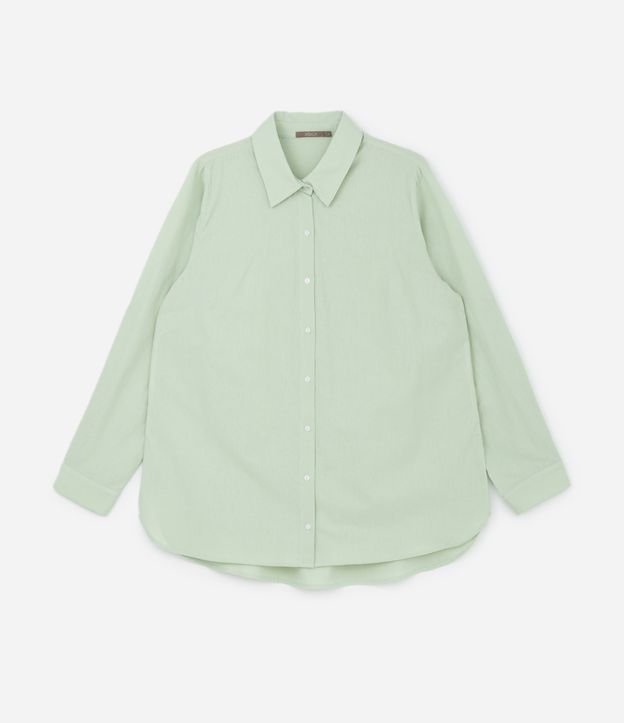 Camisa Feminina SHEIN Manga Longa Verde Camisão Alongado de botão PLUS size  Curve