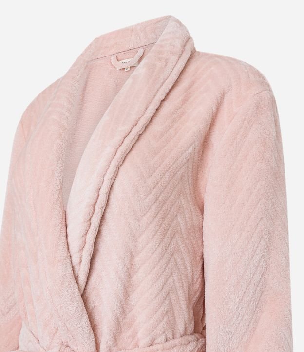 Robe Longo em Fleece Texturizado com Amarração Rosa 6