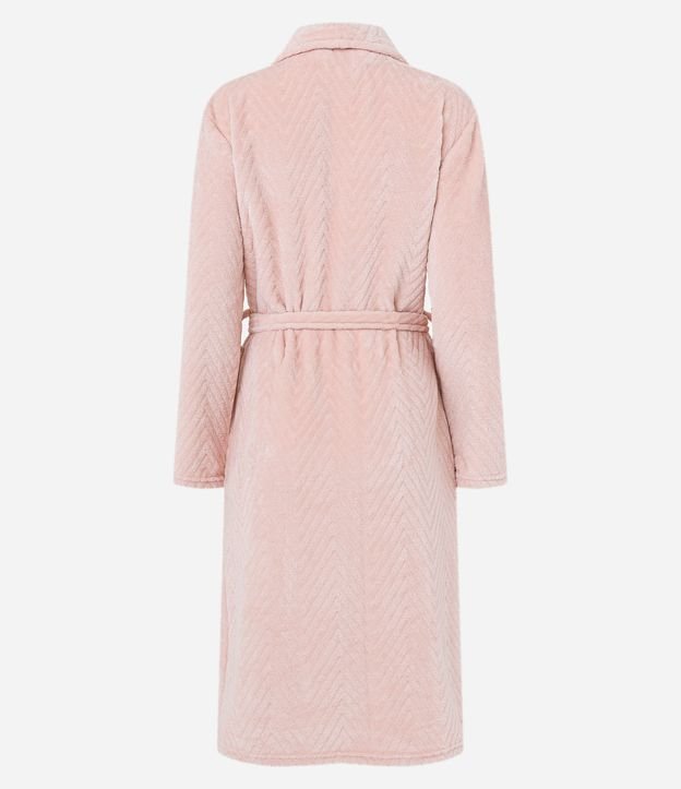 Robe Longo em Fleece Texturizado com Amarração Rosa 7