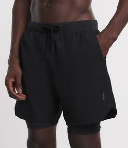 Bermuda Esportiva com Cordão e Short de Compressão