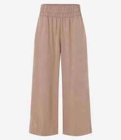 Calça Pantacourt em Sarja Leve com Cós Elástico