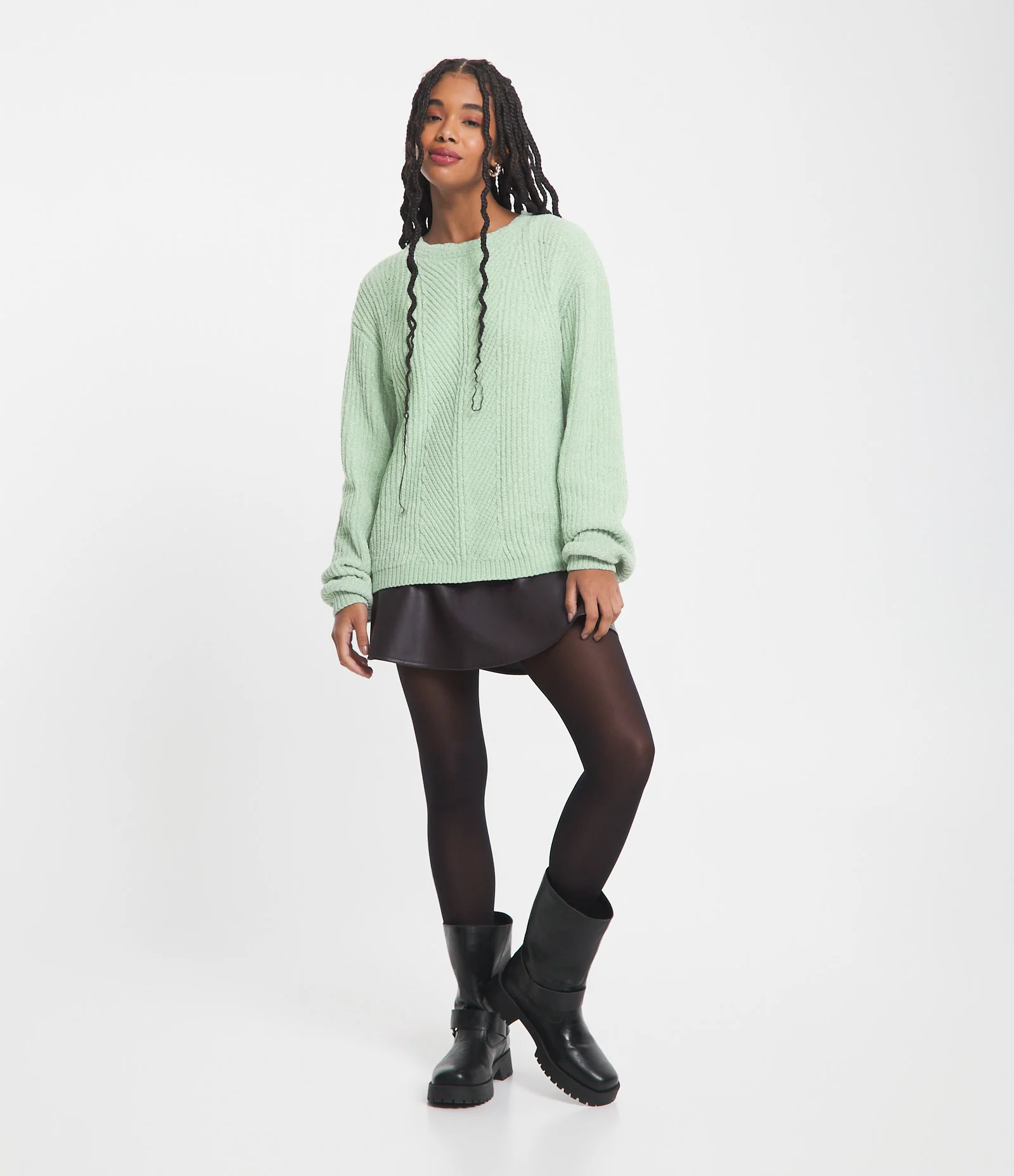 Suéter Texturizado em Tricô com Fio Metalizado Verde 2