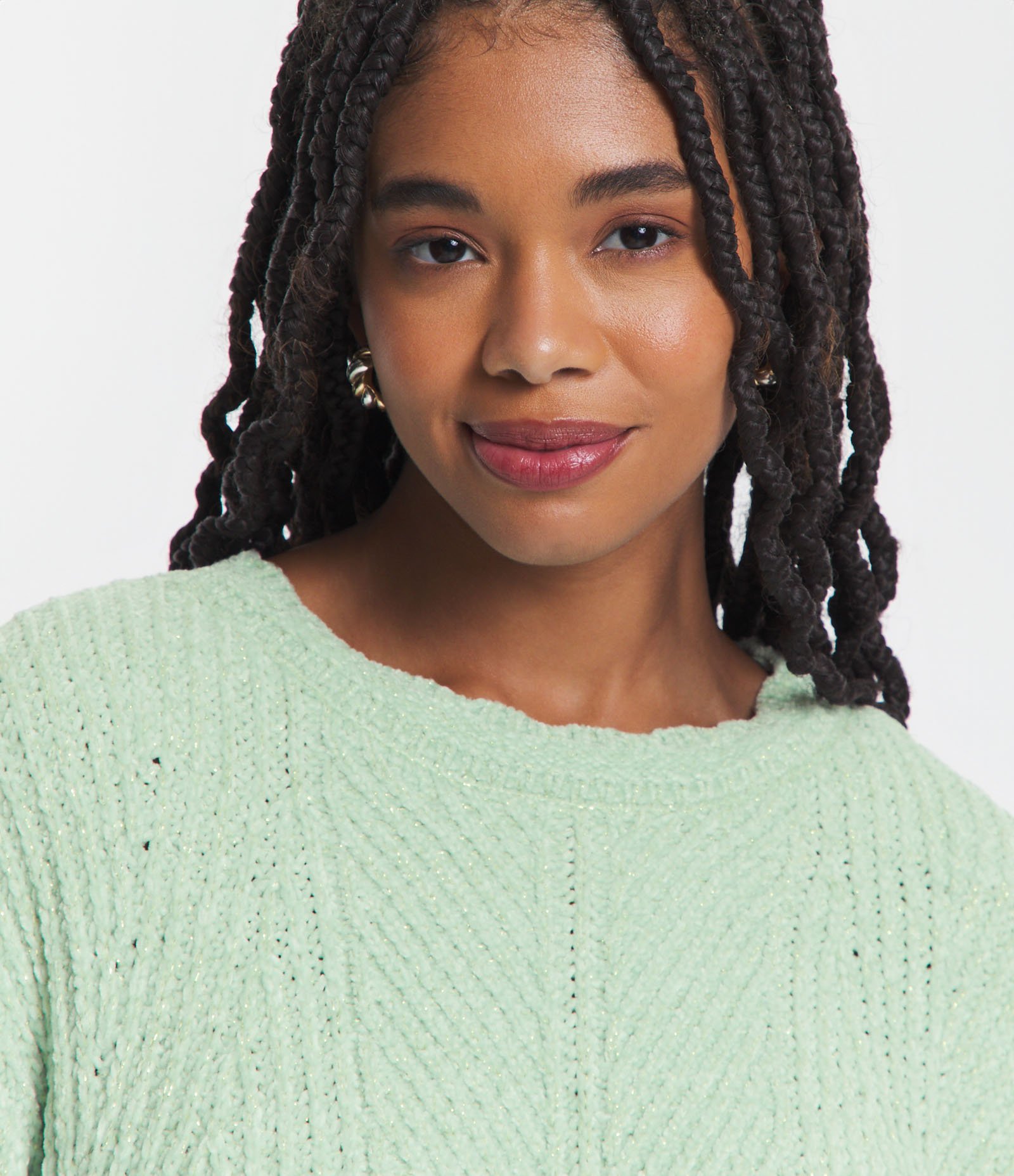 Suéter Texturizado em Tricô com Fio Metalizado Verde 4