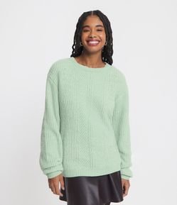 Suéter Texturizado em Tricô com Fio Metalizado