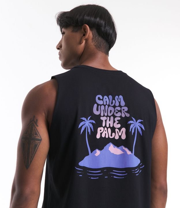 Regata Machão em Meia Malha com Estampa Frente e Costas Ilha com Lettering Preto 5