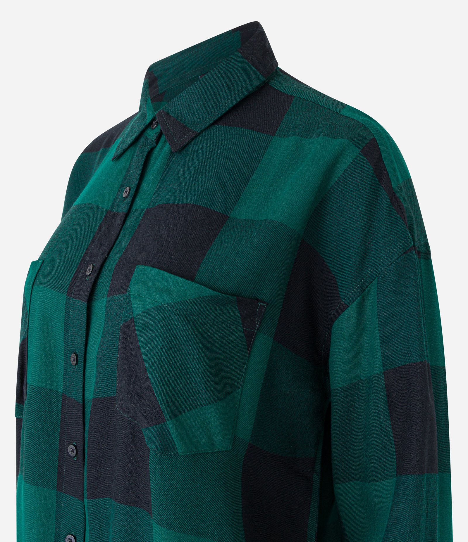 Camisa Alongada em Flanela Xadrez com Bolsos Verde/Preto 7