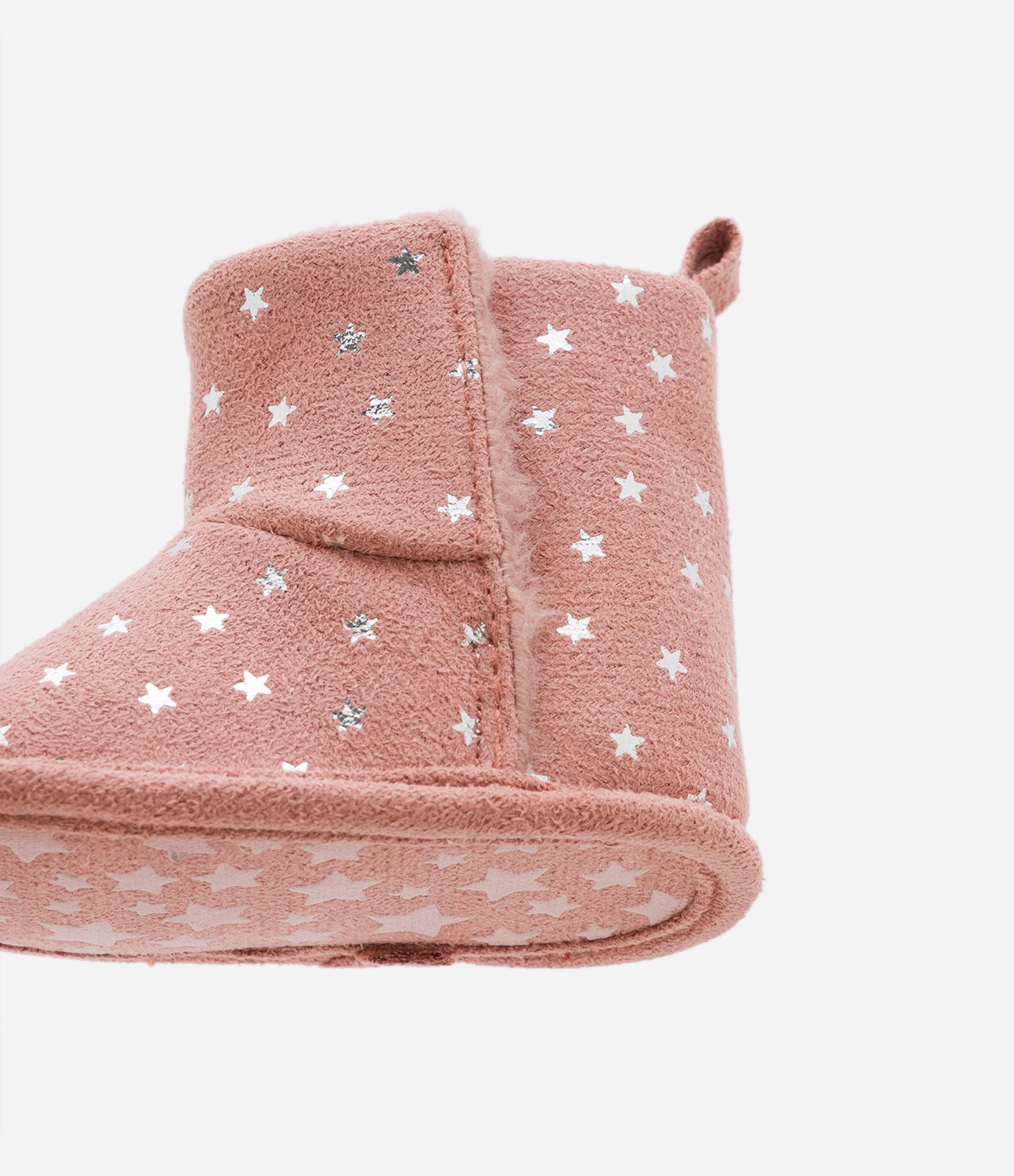Bota Infantil com Pelinhos e Estampa Estrelinhas - Tam 0 a 18 Meses Rosa Antigo 3