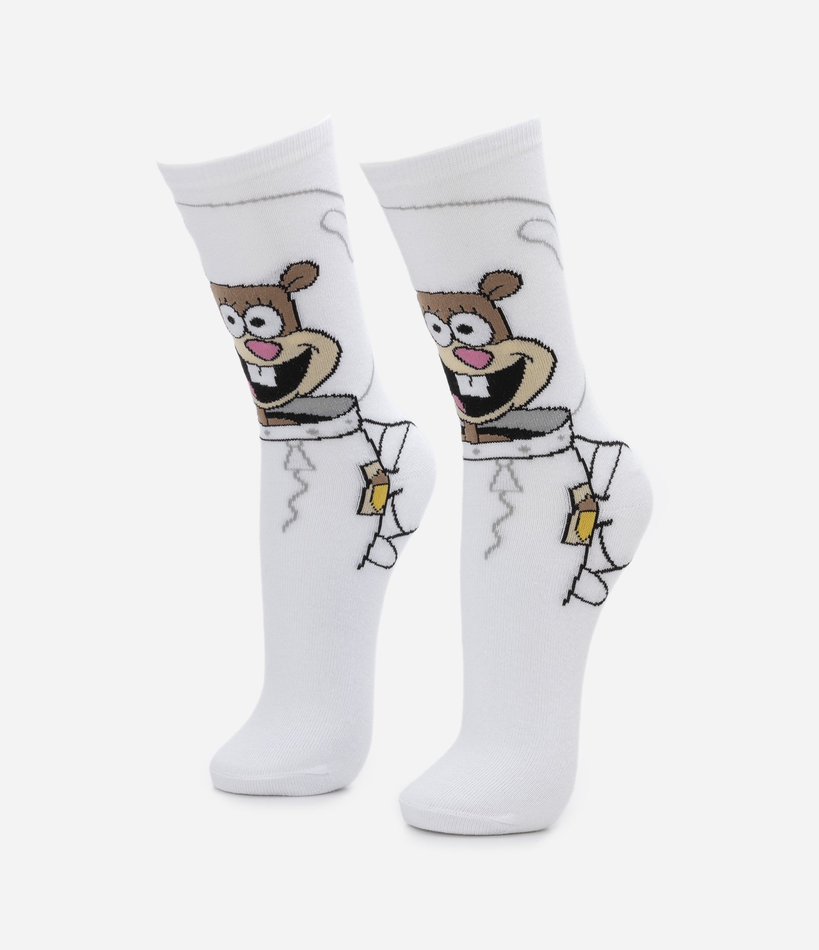 Meia Cano Alto Estampa Sandy Bob Esponja Branco 1