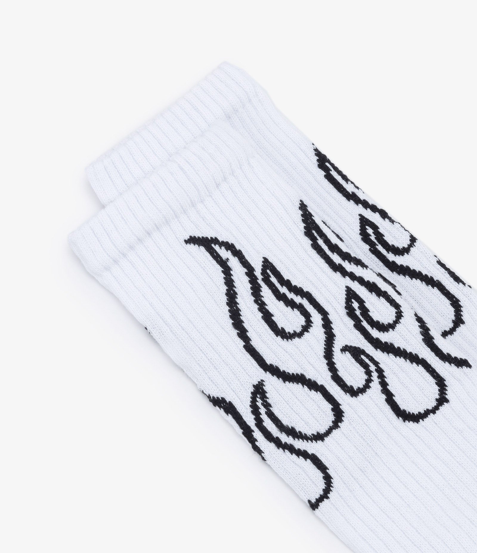 Meia Cano Alto em Algodão com Estampa Silhueta de Fogo Branco 4