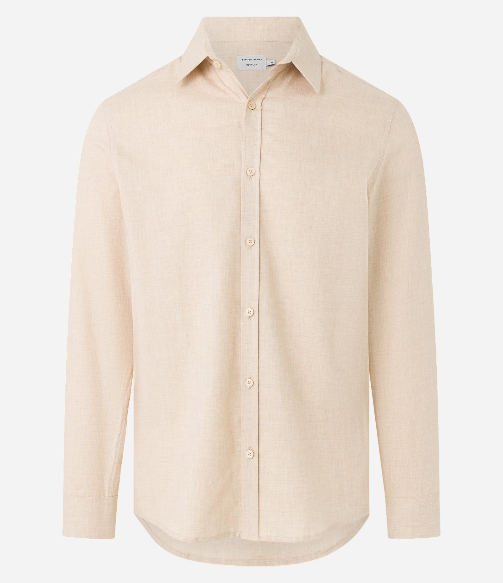 Camisa em Algodão com Botões Frontais e Efeito Mescla Bege Creme 6