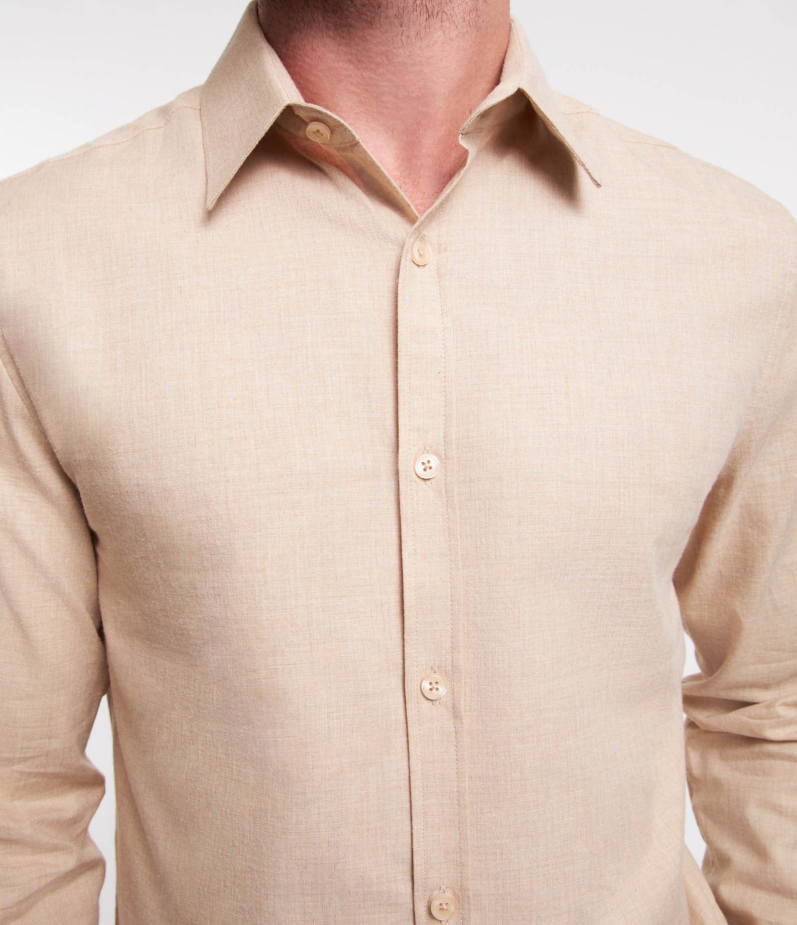 Camisa em Algodão com Botões Frontais e Efeito Mescla Bege Creme 3