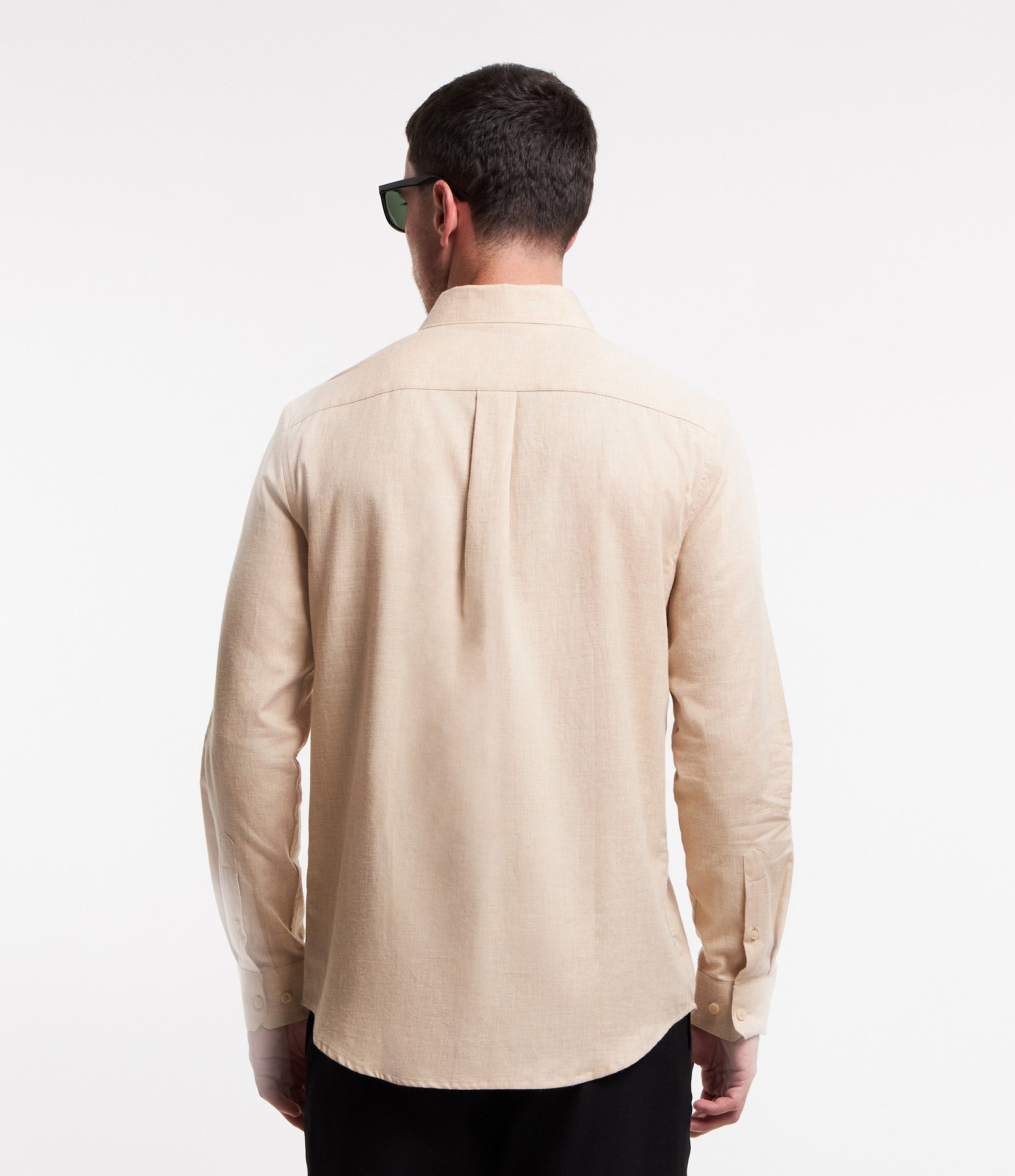 Camisa em Algodão com Botões Frontais e Efeito Mescla Bege Creme 4