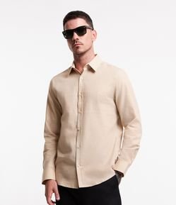 Camisa em Algodão com Botões Frontais e Efeito Mescla