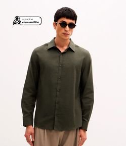 Camisa em Algodão com Botões Frontais e Efeito Mescla