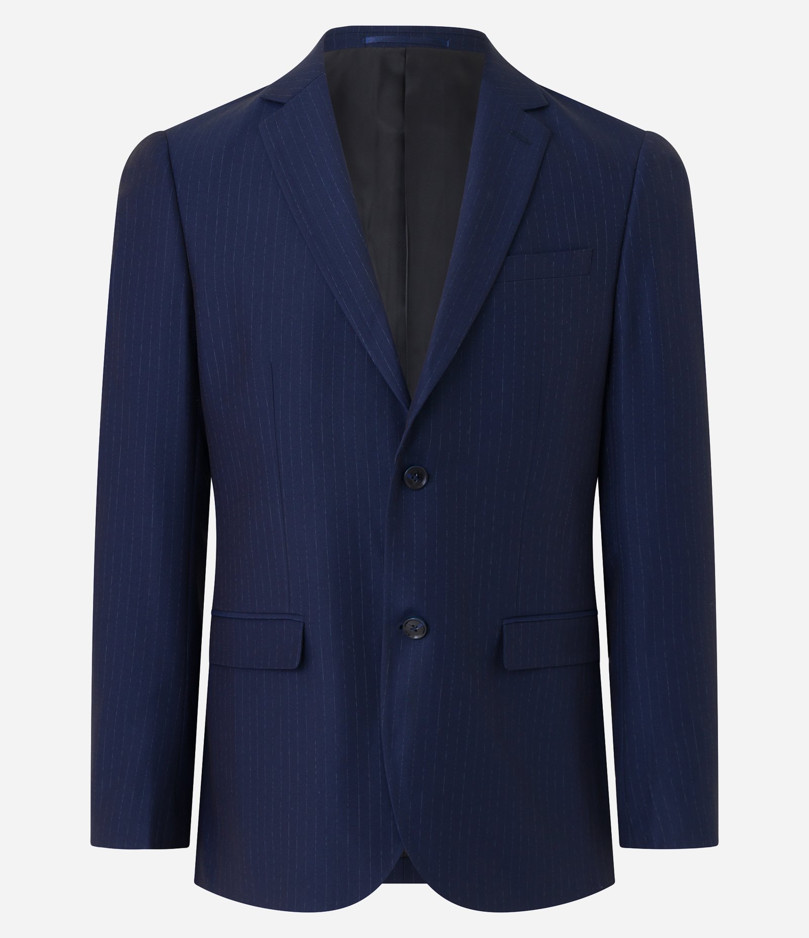 Paletó em Tricoline com Estampa Risca de Giz Azul Marinho 8