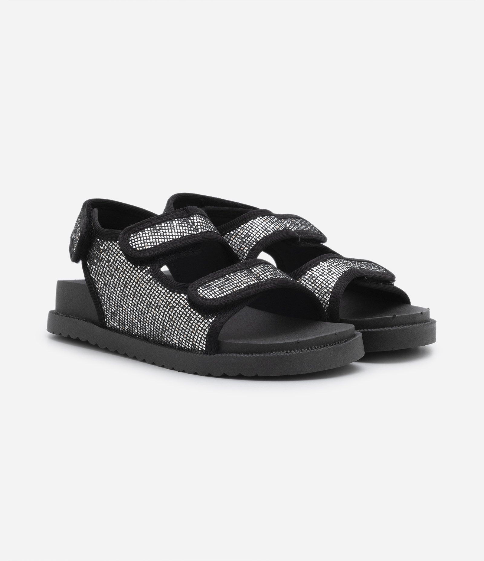 Sandália Infantil de Tiras com Glitter e Velcro - Tam 28 ao 36 Preto 1