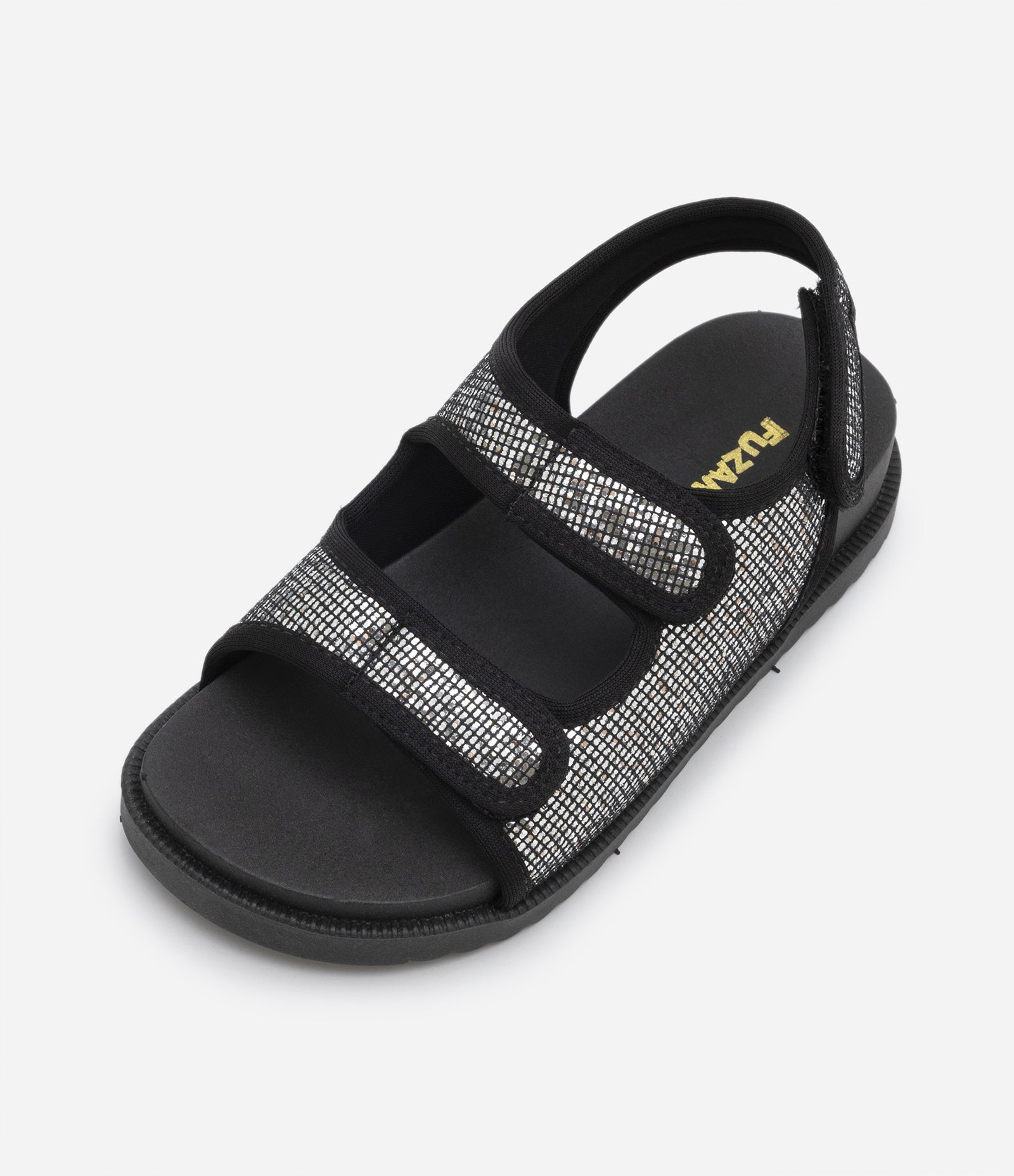 Sandália Infantil de Tiras com Glitter e Velcro - Tam 28 ao 36 Preto 2