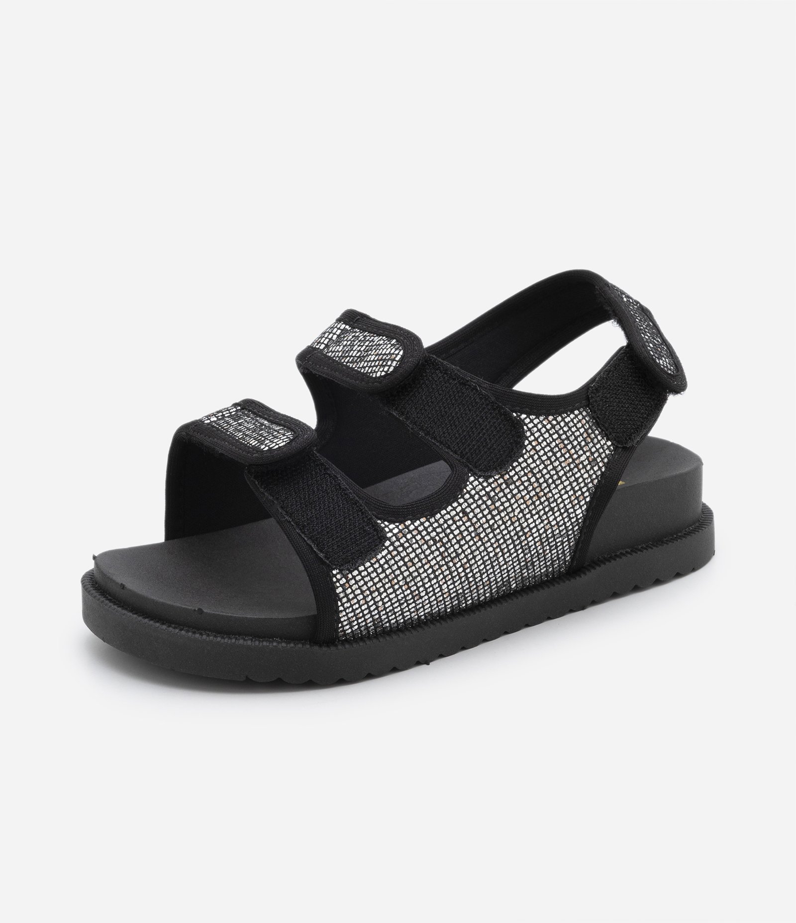 Sandália Infantil de Tiras com Glitter e Velcro - Tam 28 ao 36 Preto 4