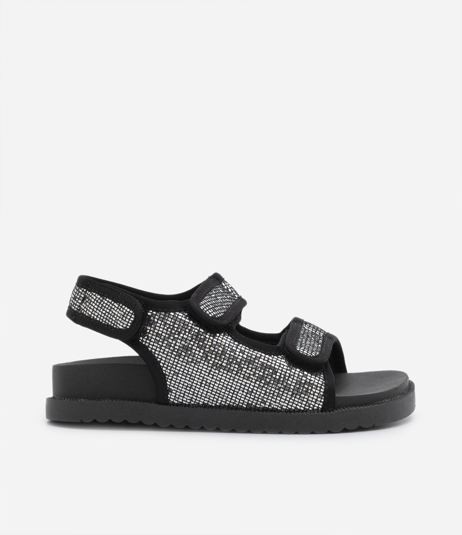 Sandália Infantil de Tiras com Glitter e Velcro - Tam 28 ao 36 Preto 6