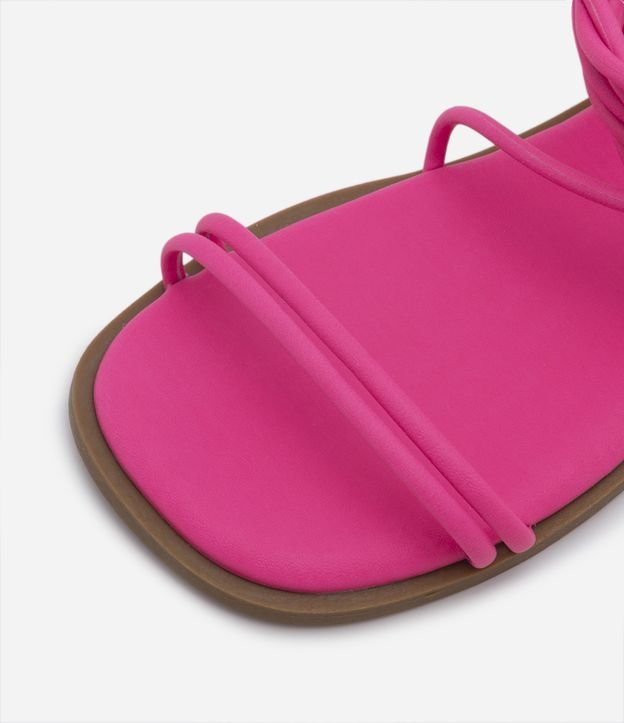 Sandália Multi Tiras Infantil Neon com Amarração no Calcanhar -Tam 28 ao 36 Rosa 2