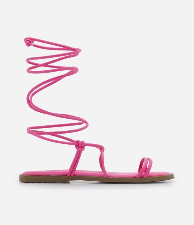Sandália Multi Tiras Infantil Neon com Amarração no Calcanhar -Tam 28 ao 36 Rosa 3