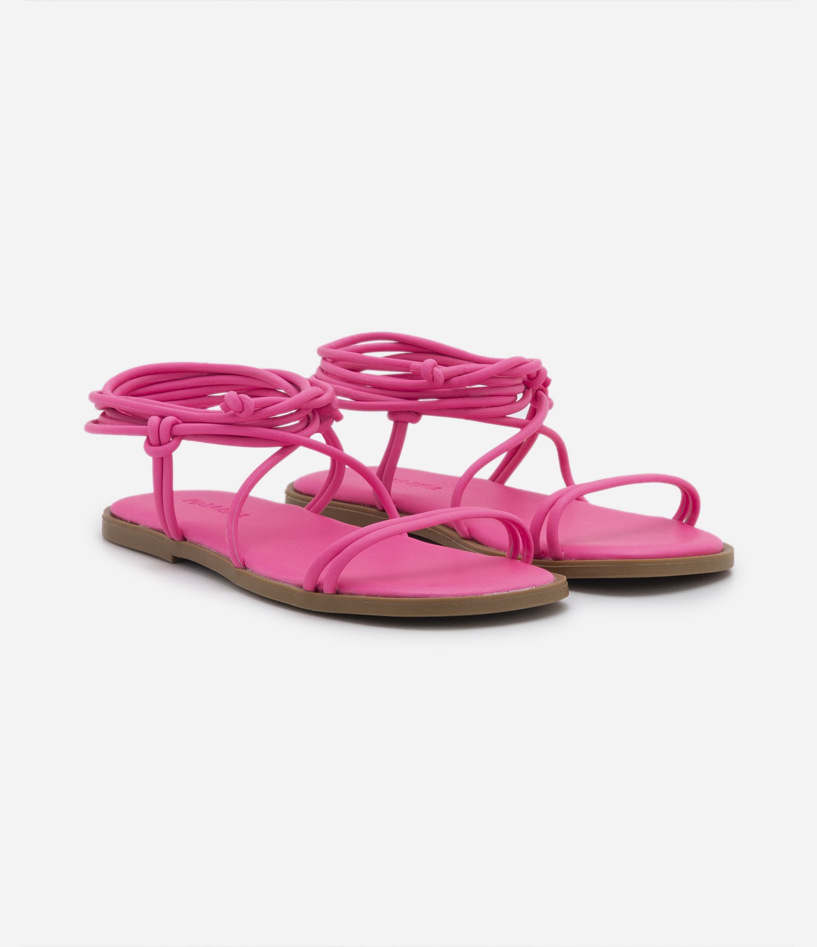 Sandália Multi Tiras Infantil Neon com Amarração no Calcanhar -Tam 28 ao 36 Rosa 1