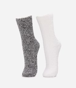 Kit 02 Meias Cano Alto em Chenille Peludinhas