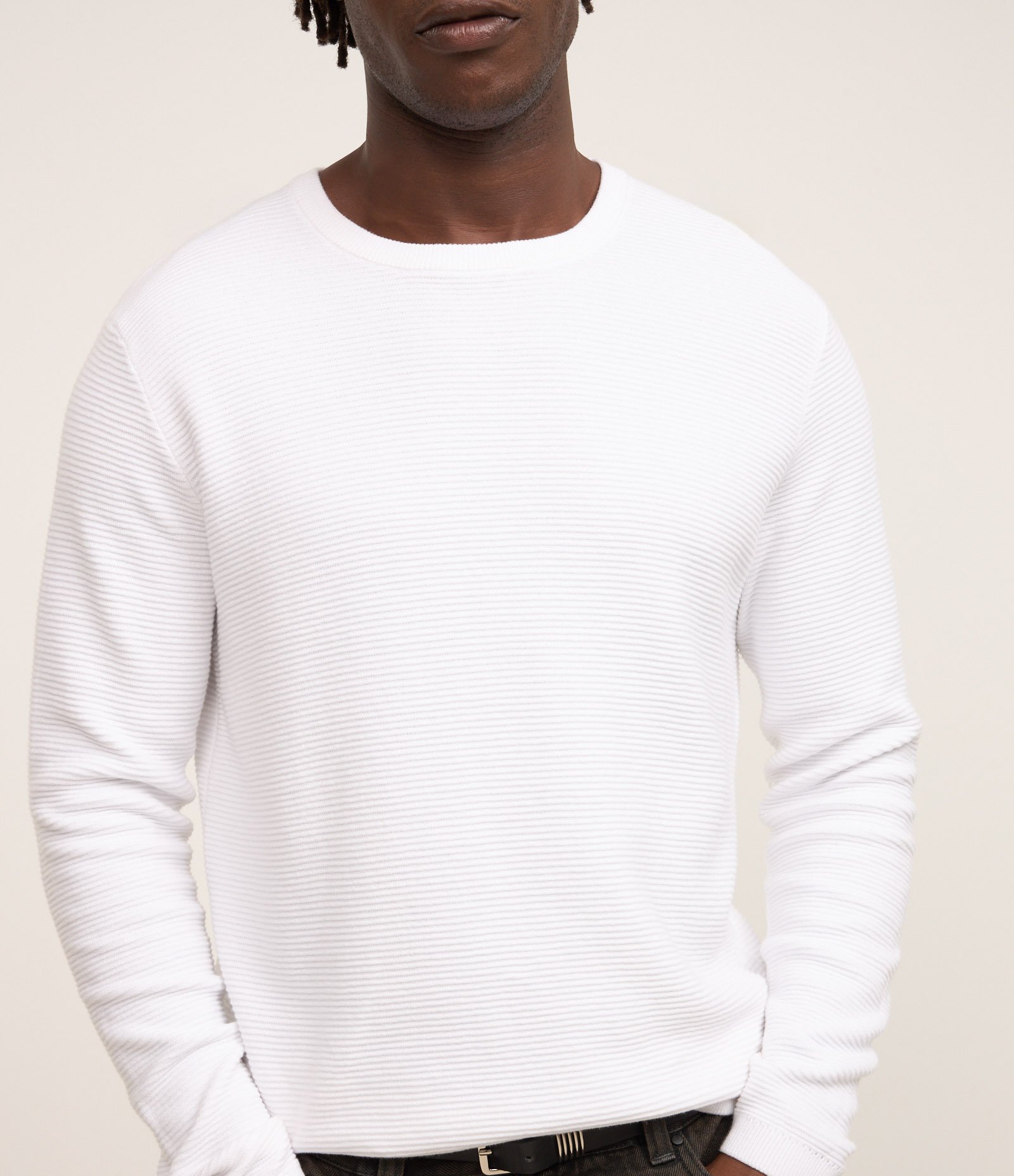 Suéter Comfort em Tricô com Texturizado Branco 3