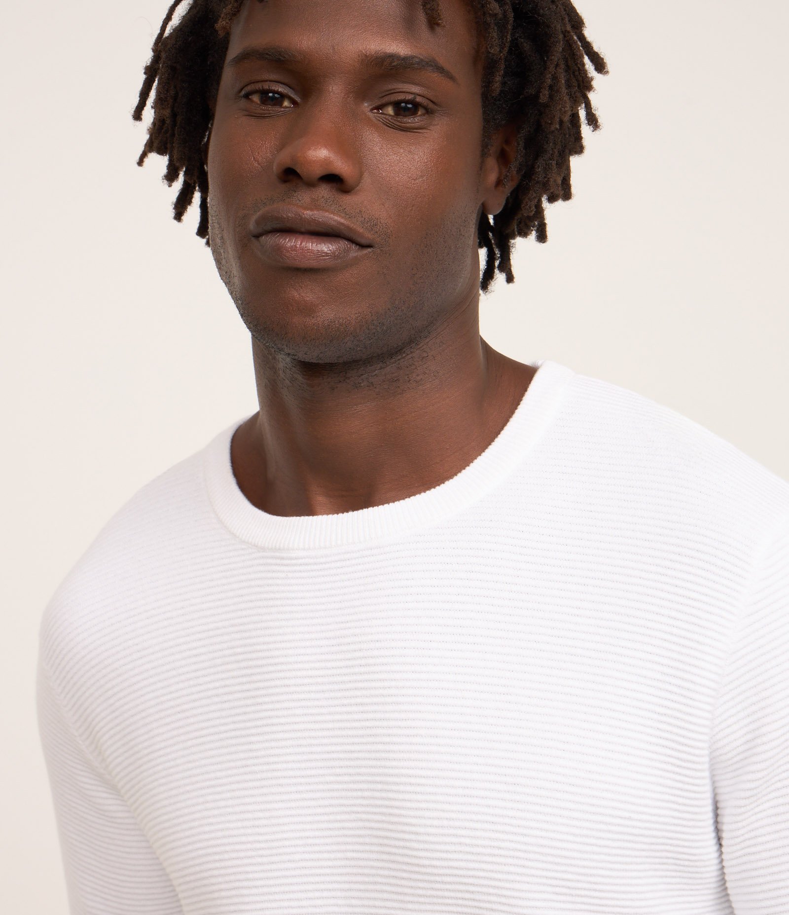 Suéter Comfort em Tricô com Texturizado Branco 4