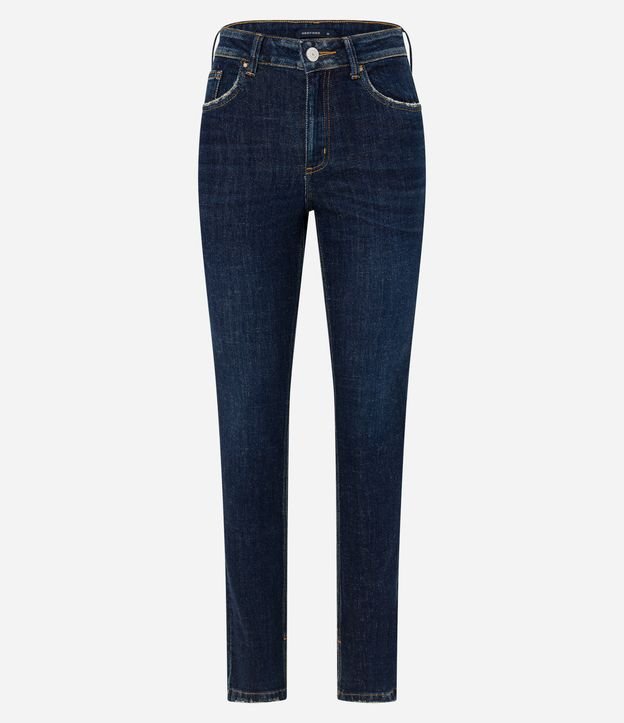 Calça Slim em Jeans com Bolsos Azul Marinho 7