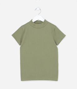 Blusa Canelada Infantil com Gola Alta - Tam 5 a 14 anos