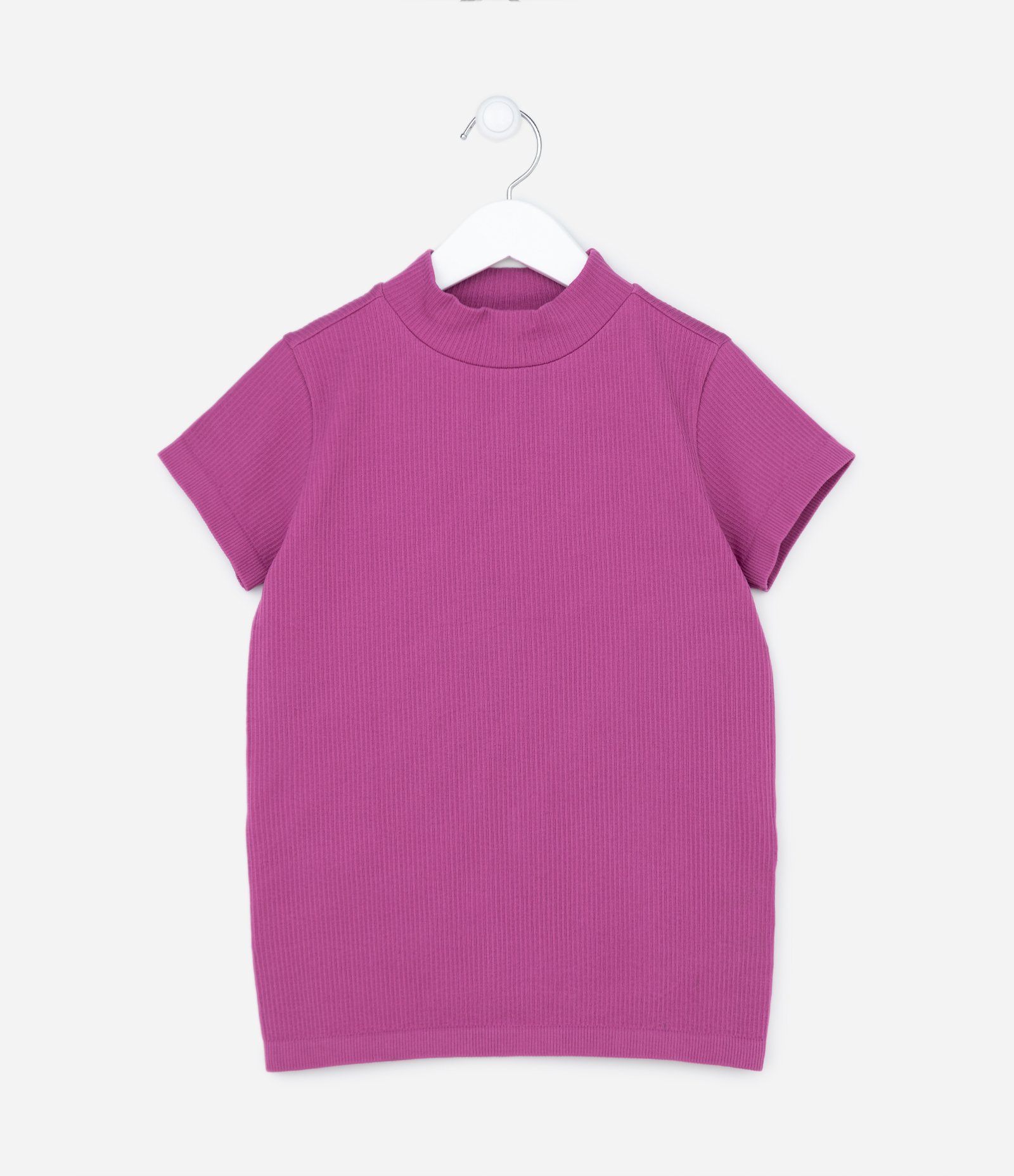 Blusa Canelada Infantil com Gola Alta - Tam 5 a 14 anos Rosa 1