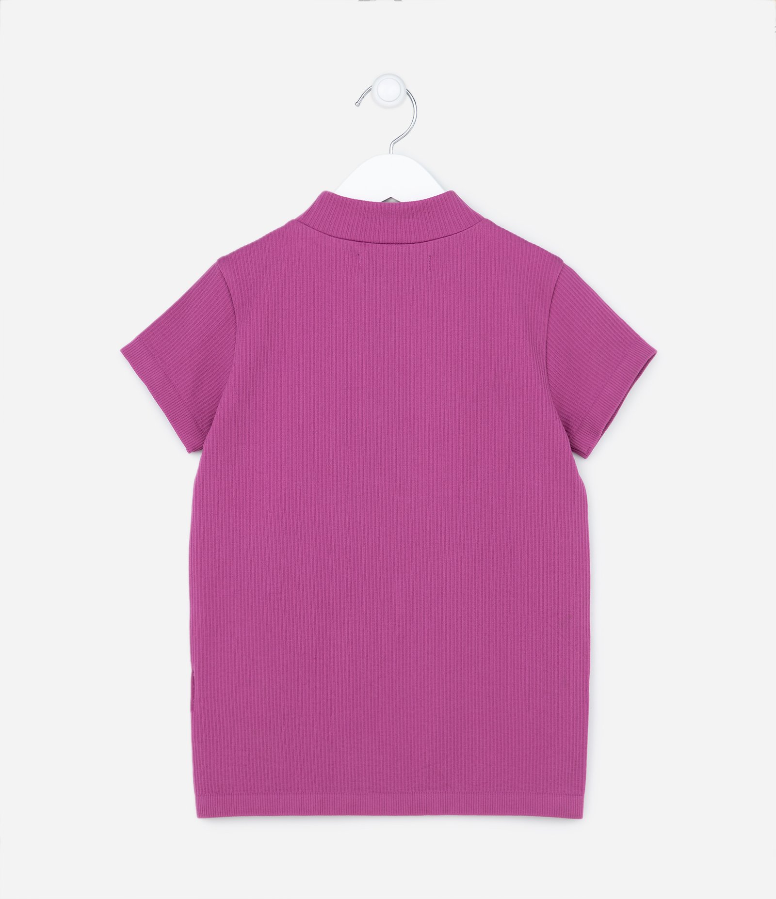 Blusa Canelada Infantil com Gola Alta - Tam 5 a 14 anos Rosa 2