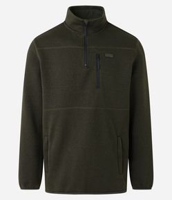 Blusão em Moletom com Felpa com Textura com ZÍper no Bolso