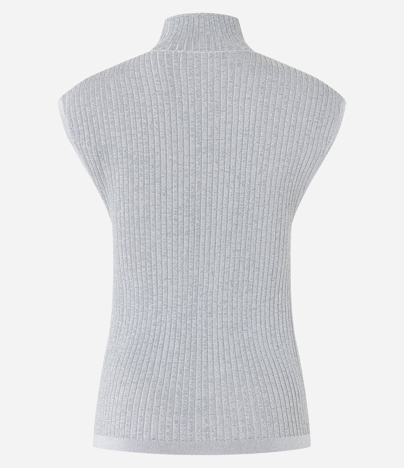 Blusa sem Manga em Tricô com Gola Alta Cinza 9