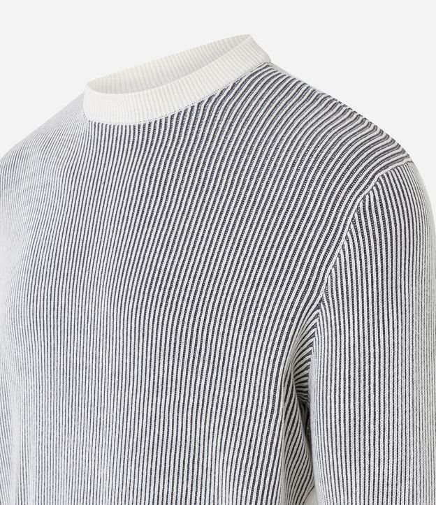 Suéter em Algodão com Textura Vertical Cinza 5
