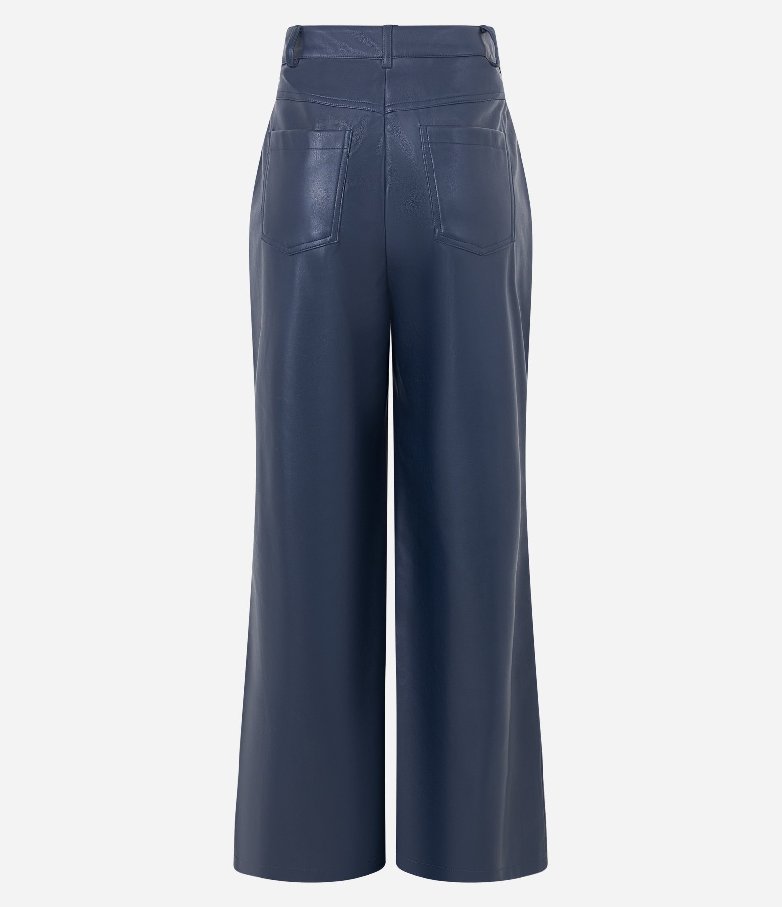 Calça Pantalona em Material Sintético com Pregas e Bolsos Azul 6