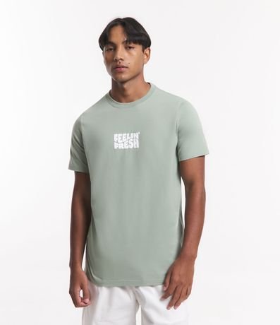 Camiseta Regular em Meia Malha com Lettering Feeling Fresh Menor preço em Camiseta Regular em Meia Malha com Lettering Feeling Fresh