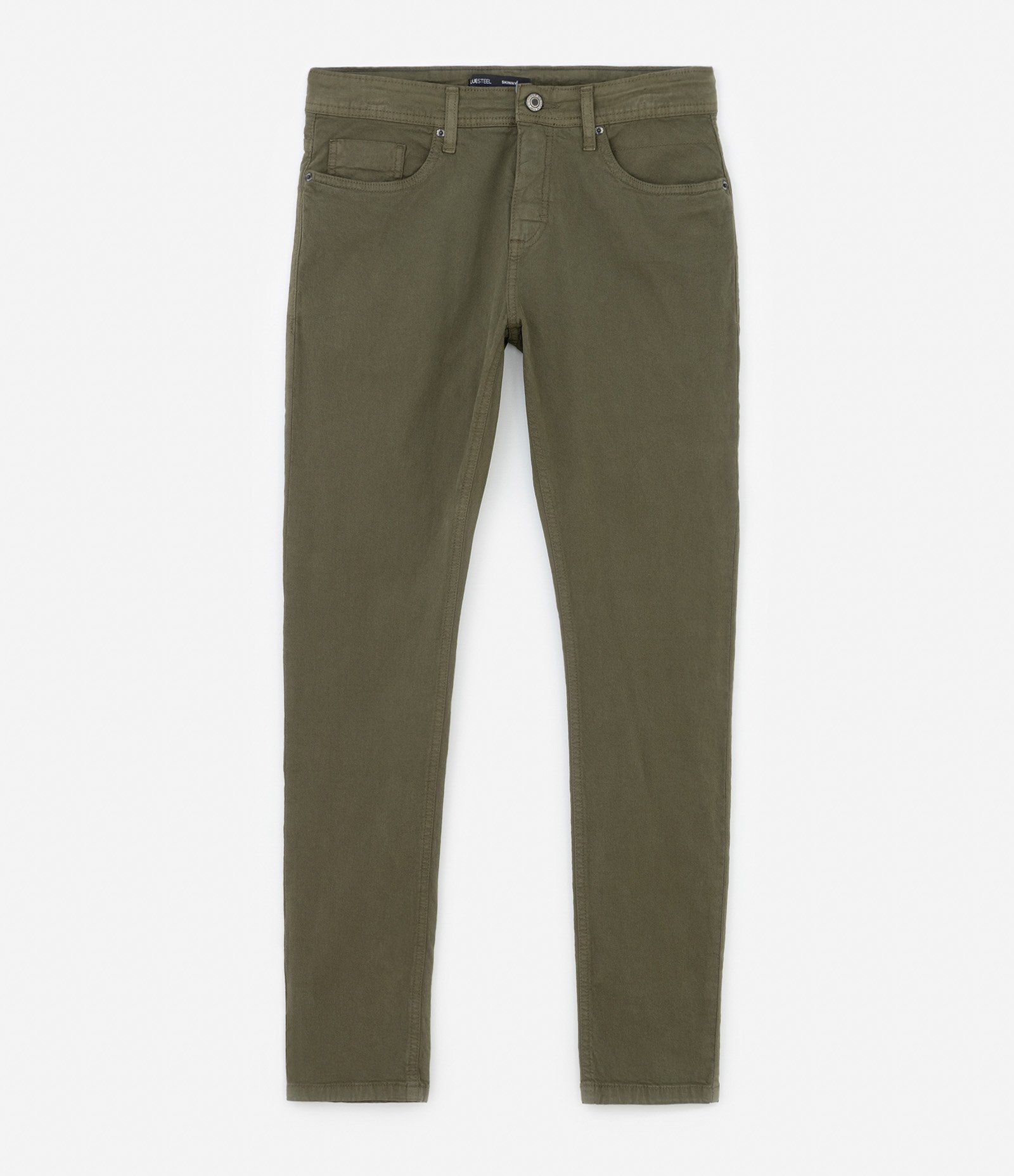 Calça Skinny Básica em Sarja com Elastano e Bolsos Verde Oliva 5