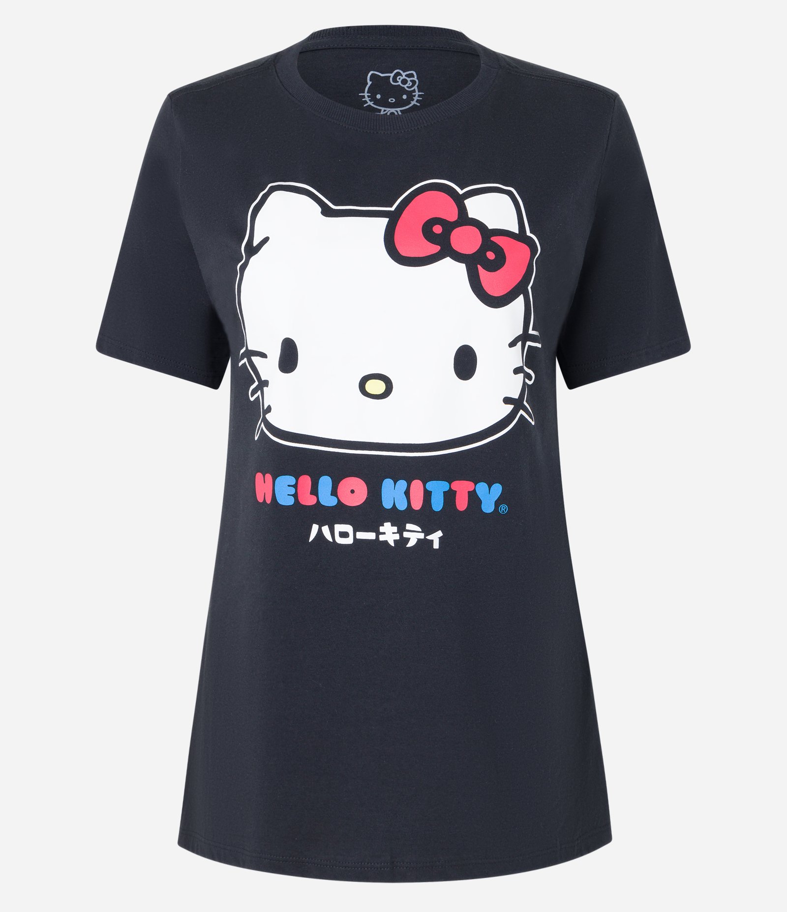 Camiseta em Meia Malha com Estampa da Hello Kitty Preto 5