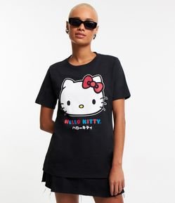 Camiseta em Meia Malha com Estampa da Hello Kitty