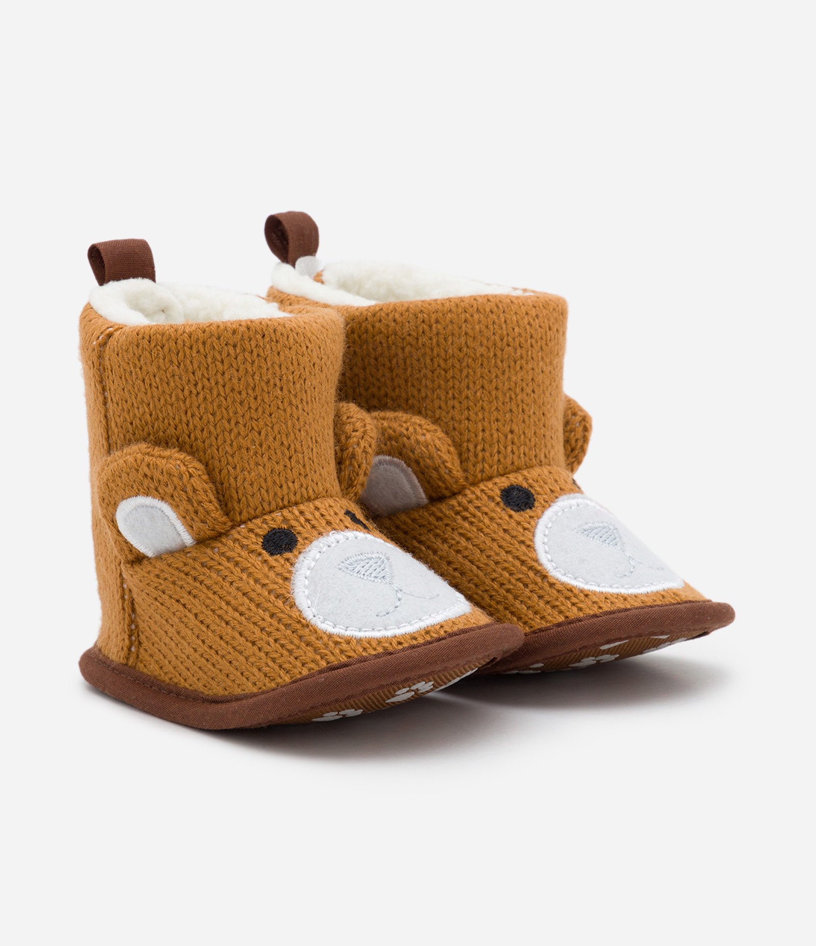 Bota Infantil com Pelinhos e Bordado de Ursinho - Tam 0 a 18 meses Marrom 1