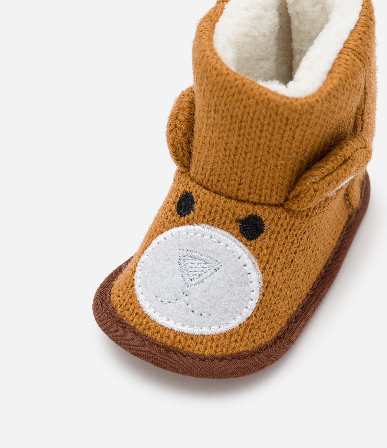 Bota Infantil com Pelinhos e Bordado de Ursinho - Tam 0 a 18 meses Marrom 4