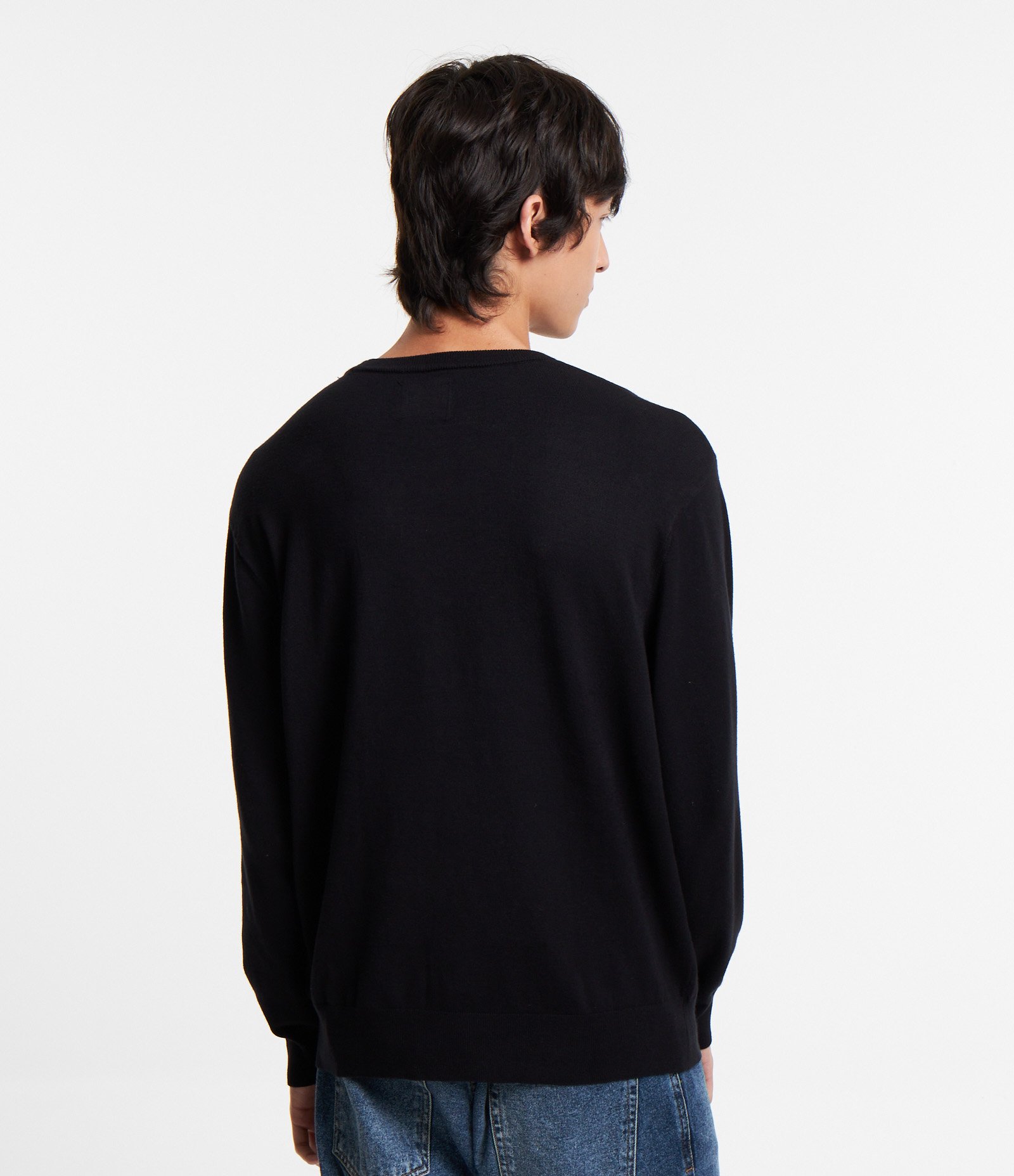 Suéter Comfort em Tricô com Gola Redonda Preto 3