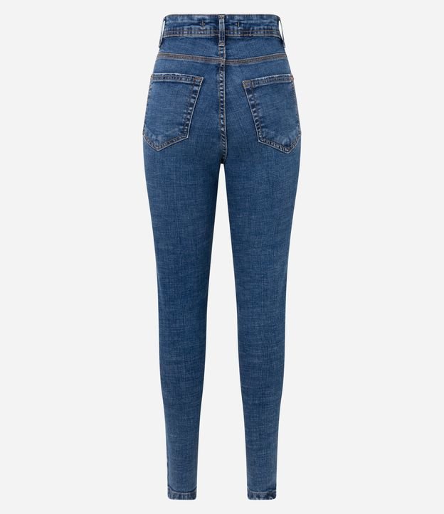 Calça Skinny Cropped Jeans com Bolsos Azul 6