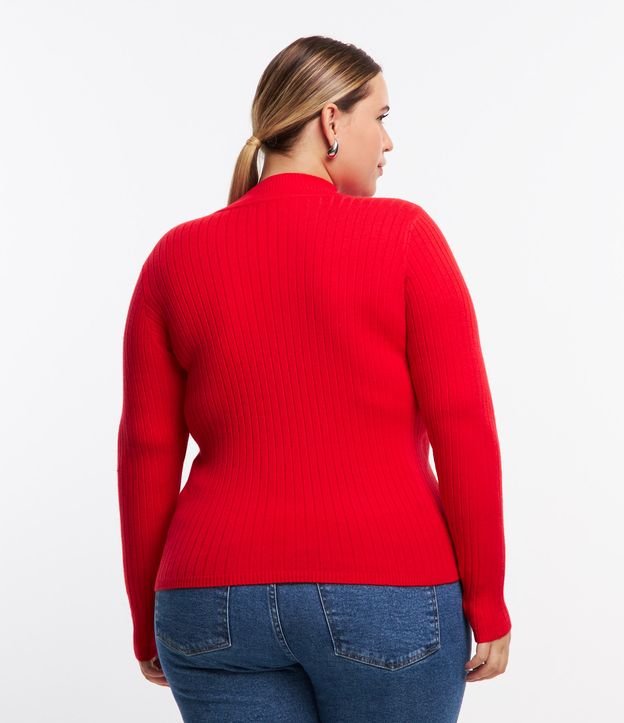 Suéter Canelado em Tricô Curve & Plus Size Vermelho 3