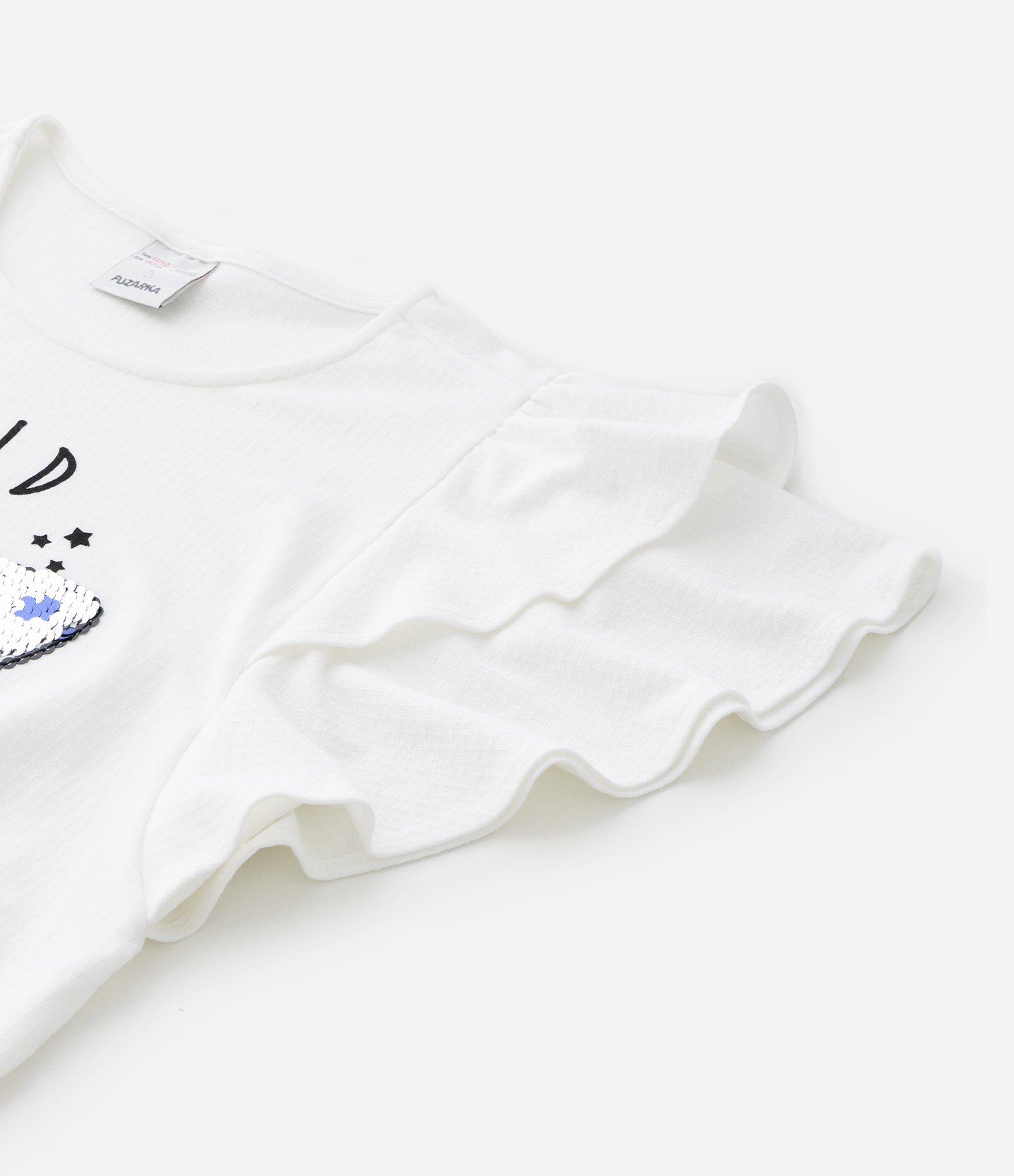 Blusa Cropped Infantil Texturizada com Borboleta em Paetês - Tam 5 a 14 Anos Off White 4