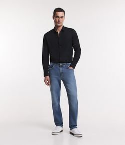 Calça Slim Jeans com Cós Sobreposto e Pesponto Contrastante