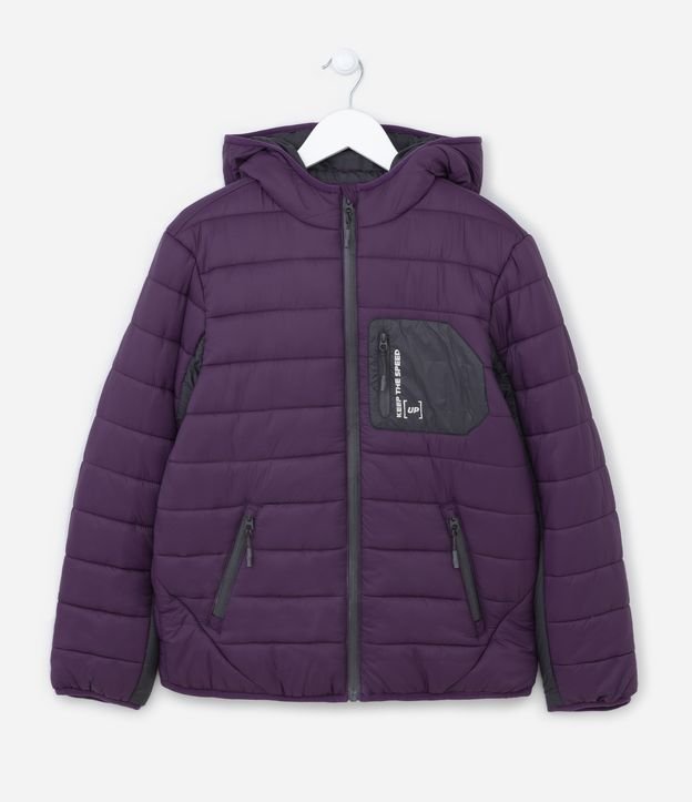 Jaqueta Pesada Infantil com Bolso Contrastante - Tam 5 a 14 anos