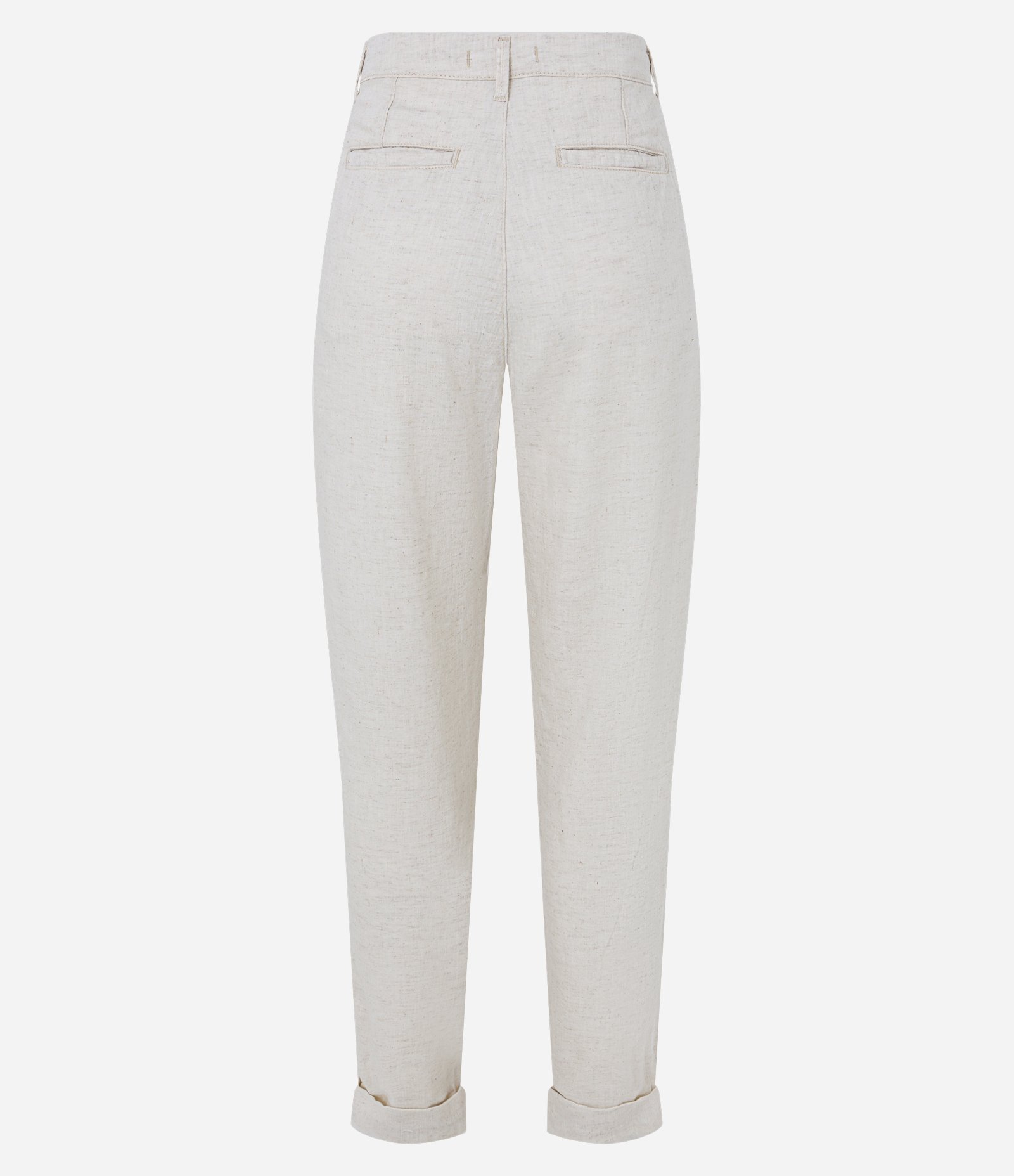 Calça Reta Alfaiatada em Sarja com Bolsos e Barra Dobrada Bege 7